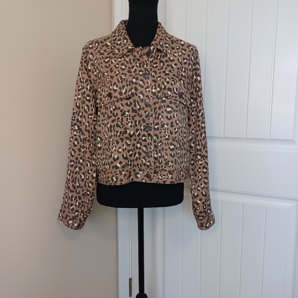 Rails Steffi Linen Blend Lightweight Jacket Women's Sz Medium Leopard - Picture 3 of 14